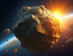 asteroid in space - obrazy, fototapety, plakaty