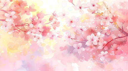 Fototapeta premium Cherry blossom watercolor painting