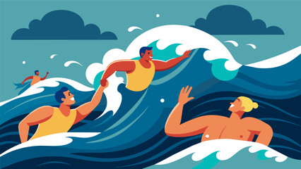 Even the strongest swimmers being overwhelmed by the force of the panic waves..