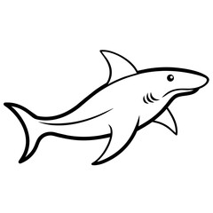 Fototapeta premium Hammerhead shark vector icon line art