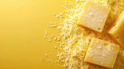 Grated cheese and pieces of onea ,copy space
