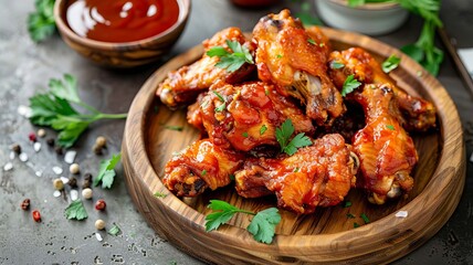 fried chicken wings with sauce, Generative AI,