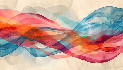 A captivating desktop wallpaper with abstract patterns in baby blue, salmon-orange, peach, and ruby red. Utilizes negative space and rule of thirds for intriguing confusion