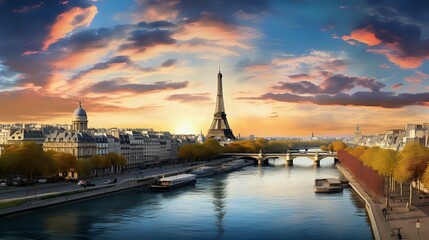 Fototapeta na wymiar Cityscape Marvel: Captivating Paris City View with Eiffel Tower Panorama