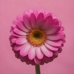 gerber flower on pink flower - obrazy, fototapety, plakaty
