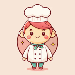 Fototapeta premium Minimalist doodle featuring a chef, Generative AI