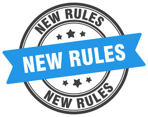 new rules stamp. new rules label on transparent background. round sign