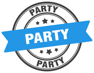 party stamp. party label on transparent background. round sign