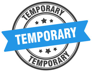temporary stamp. temporary label on transparent background. round sign