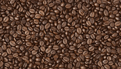 background of coffee beans, top view