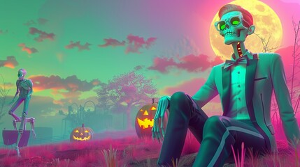 On a boring Halloween day, the ghouls gather around, sulking in their lack of frights ,