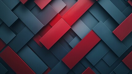 Abstract geometric arrangement in red and blue tones.