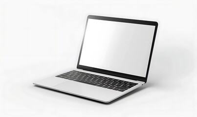 studio mockup featuring a sleek laptop against a white screen backdrop
