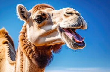 Fototapeta premium a camel with a big smile on a light background