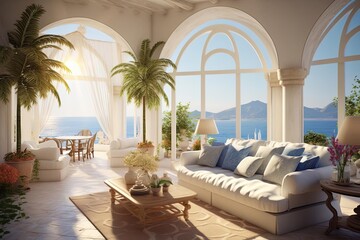Obraz premium Mediterranean Living Room with Ocean View