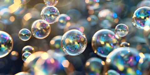 Magical Fluid Soap Bubbles in Rainbow Hues, Mesmerizing Rainbow Soap Bubbles