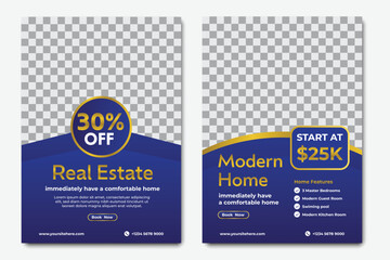 Real Estate business flyer poster pamphlet brochure cover template design with a4 paper size.