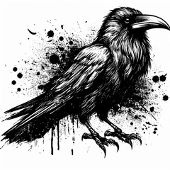 Illustration grunge Raven  - obrazy, fototapety, plakaty