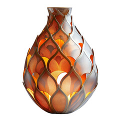 front view of brass embossed vine-inspired vase, well lit studio lighting, sharp focus, isolated on a white transparent background