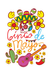 Cinco de mayo holiday flyer or banner for Mexican fiesta celebration, vector background. Mexico 5 May holiday festival or party event poster
