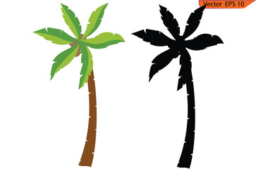 Palm tree isolated on transparent. Palm tree silhouette. Palm tree , clipart, black palms, Eps 10.	