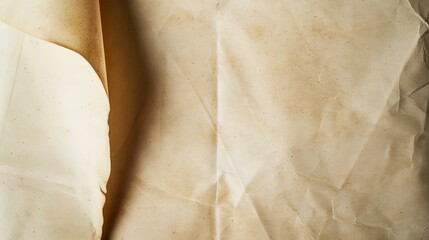 An overhead shot of blank parchment paper,showcasing its vintage texture and subtle variations in color