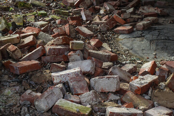 Old bricks in a destroyed building