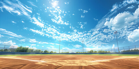 Fields of Athletic Pursuits under Blue Skies ,Sporting Landscapes beneath Blue Skies