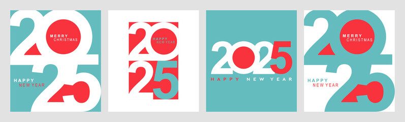 2025 typography design concept.Happy new year 2025 cover design with stylish and nice colors for banners, posters and greetings.	