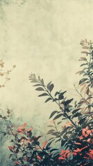 Ethereal Nature Background with Delicate Leaves and Subtle Vintage Texture
