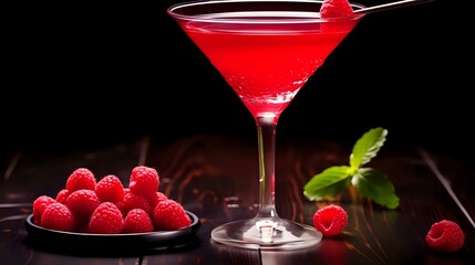 Celebration Cocktail: Raspberry Martini with Vodka, Juice, and Liqueur