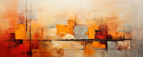 Warm-Toned Abstract Art Painting with Textured Brush Strokes