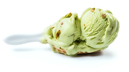 Pistachio Ice Cream: Scoop Isolated on Transparent Background, Refreshing Dessert
