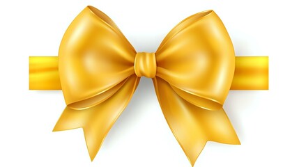Vibrant Yellow Ribbon: Bow Isolated on Transparent or White Background