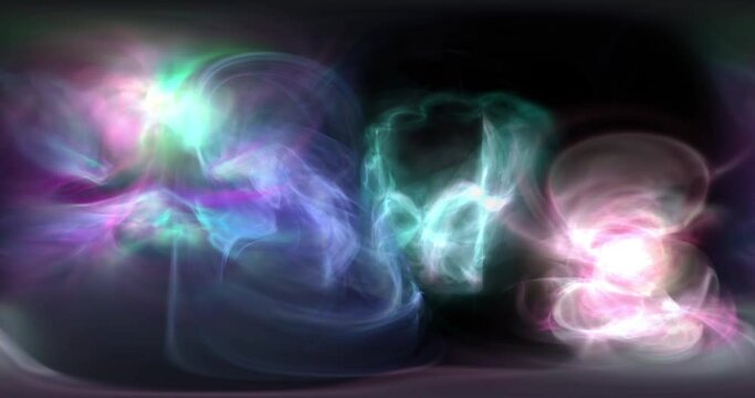 360 VR environment loop. Fractal flame, gas, nebula, smoke or plasma. Looping abstract animation. Soft evolving curves.
