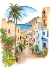 Naklejka premium Cabo Verde Country Landscape Illustration Art
