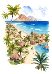 Cabo Verde Country Landscape Illustration Art