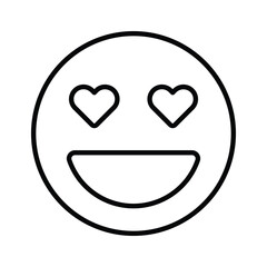 Happy face with heart symbols on eyes, concept icon of in love emoji