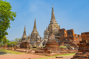 Old temple, Wat Phra Si Sanphet In Ayutthaya Province, Thailand, Asia