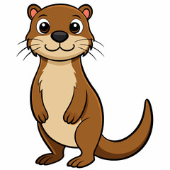 realistic Otter vector illustration, solid white background (10)