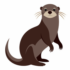 realistic Otter vector illustration, solid white background (13)