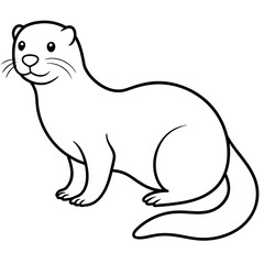 realistic Otter vector illustration, solid white background (15)