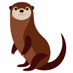 realistic Otter vector illustration, solid white background (14)