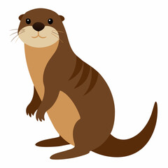 realistic Otter vector illustration, solid white background (21)