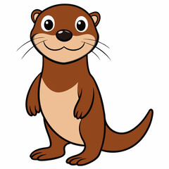 realistic Otter vector illustration, solid white background (26)
