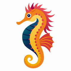 Fototapeta premium Seahorse vector illustration, solid white background (3)