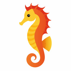 Obraz premium Seahorse vector illustration, solid white background (2)