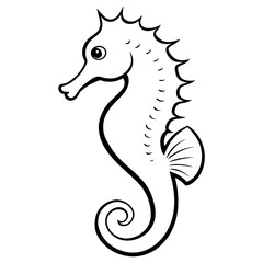 Seahorse vector illustration, solid white background (4)