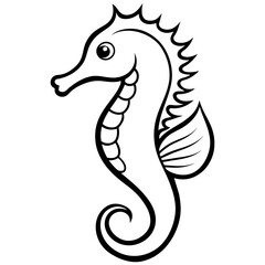 Seahorse vector illustration, solid white background (5)