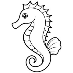 Seahorse vector illustration, solid white background (7)